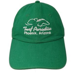 Turf Paradise Phoenix Arizona Strapback Baseball Cap Green One Size Cotton Cameo